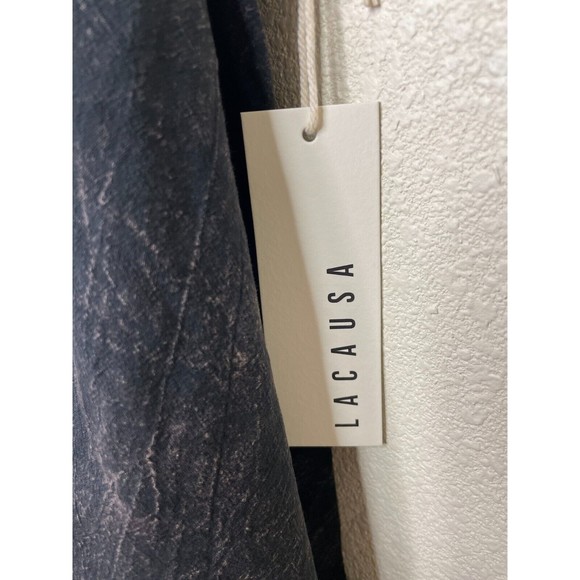 LACAUSA Medium Reina Mini Dress Black Mineral Wash Sleeveless Ruffle Hem New - Picture 9 of 15